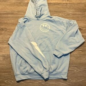 Light Blue Lightning Smiley Hoodie
